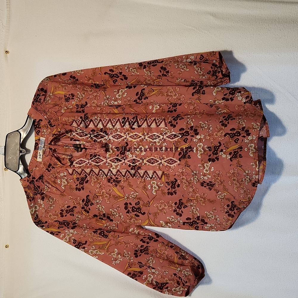 Embroidered front floral blouse